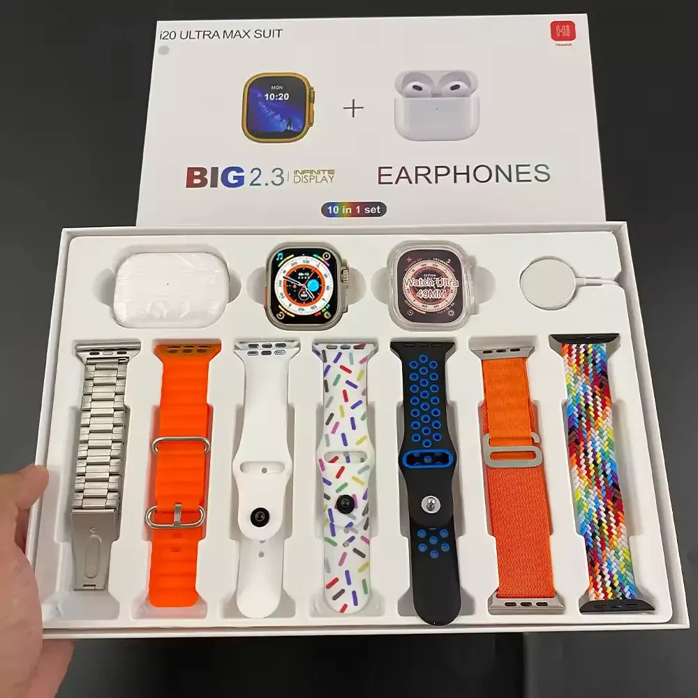 I20 Ultra Max Smart Watch Price in Pakistan | 10 in 1 Box Suit Smart Watch